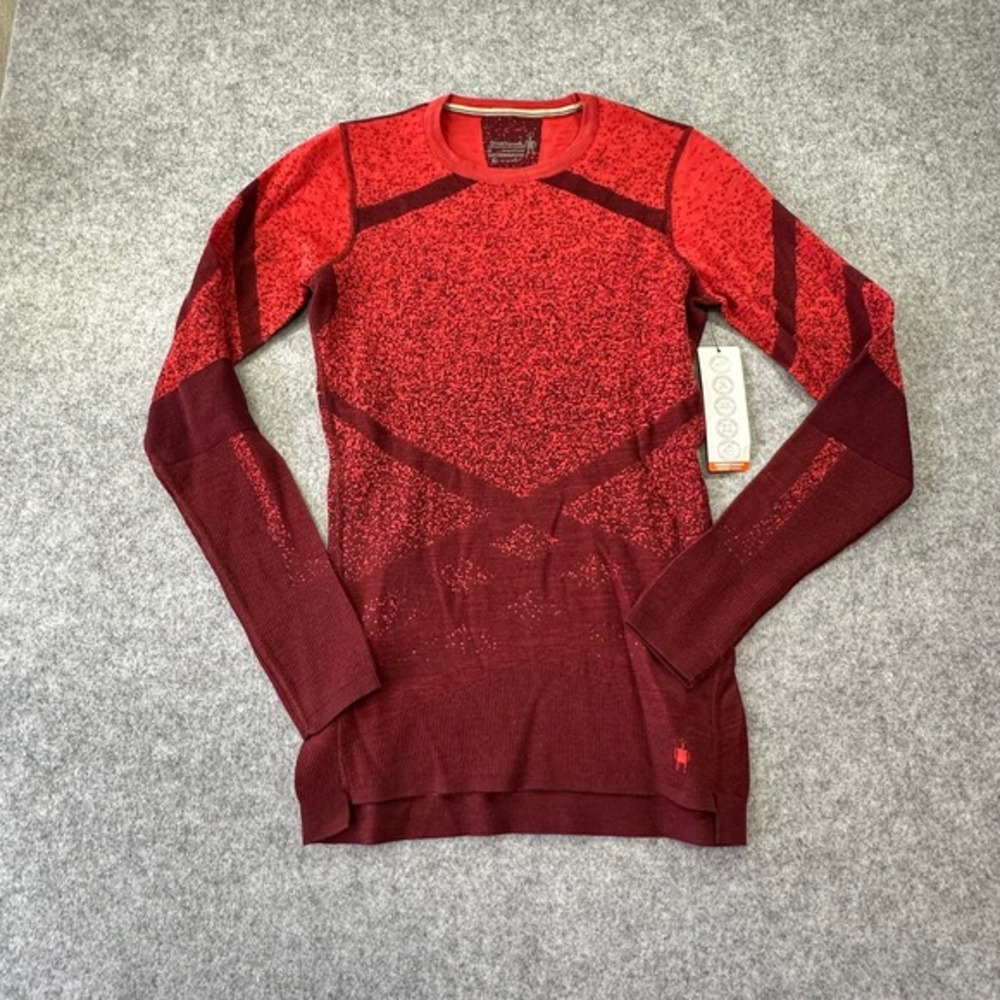 Smartwool Women's Intraknit Thermal Merino Base Layer‎ Pattern Crew Scarlet NWT